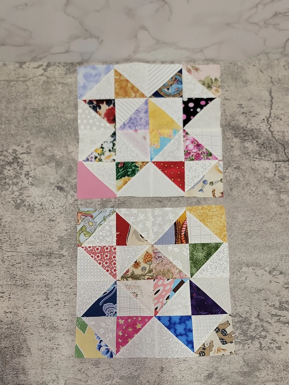 Vintage Handmade Patchwork Star quilt blocks Ohio Star Variation